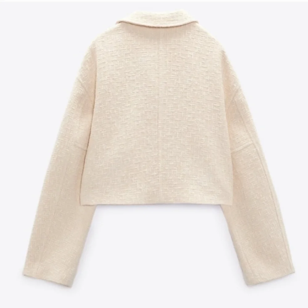 Zara Tweed Bomber Jacket Cream Size XS - Picture 14 of 16